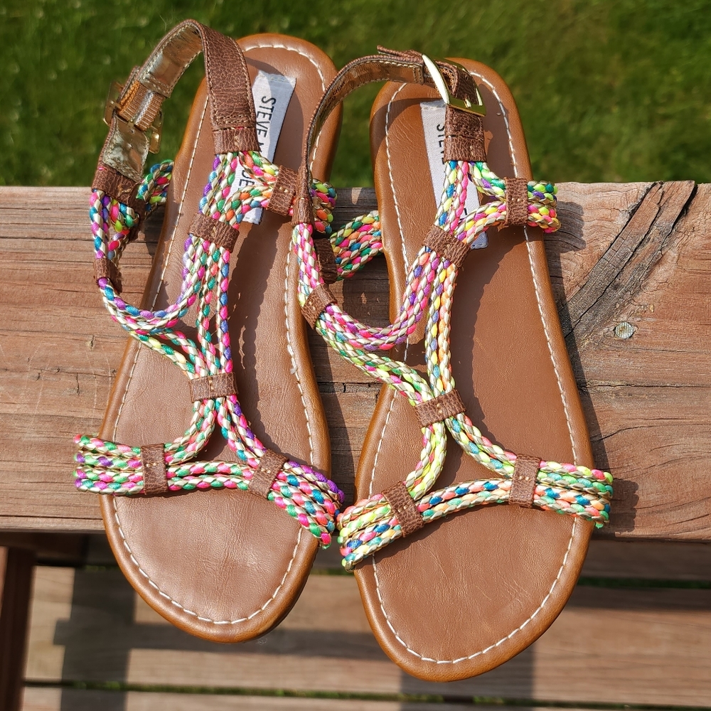 Steve Madden colorful gladiator sandals flats 4 - Picture 1 of 4